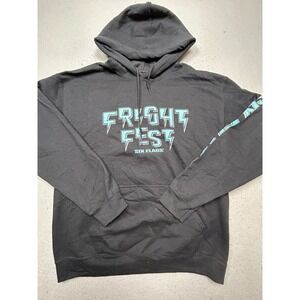 Six Flags Fright Fest Hoodie Cotton Polyester Black Large Unisex